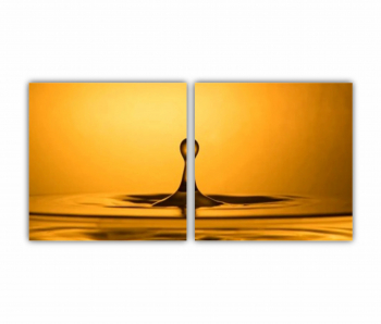 Set 2 Tablouri Multicanvas Picatura de apa gravitationala galben-aurie magie 0677 160X80 cm 