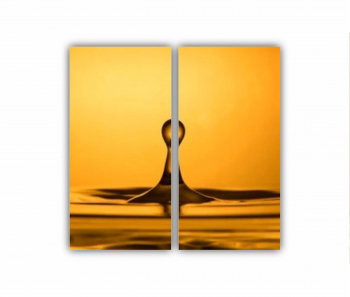 Set 2 Tablouri Multicanvas Picatura de apa gravitationala galben-aurie magie 0677 80X80 cm 