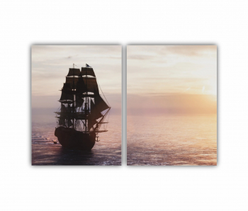 Set 2 Tablouri Multicanvas Pictura artistica Nava cu vele 0159 120X80 cm 