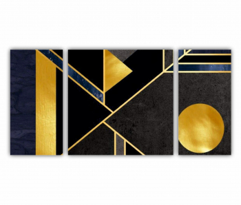 Set 3 Tablouri Multicanvas 3d illustration - Golden lines 0149 120X60 cm 