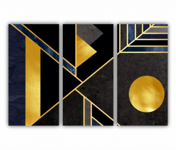 Set 3 Tablouri Multicanvas 3d illustration - Golden lines 0149 180X120 cm 