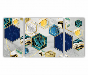 Set 3 Tablouri Multicanvas 3d illustration - Golden lines 3 0168 120X60 cm 