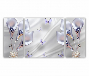 Set 3 Tablouri Multicanvas 3D illustration of beautiful flowers 0770 120X60 cm 