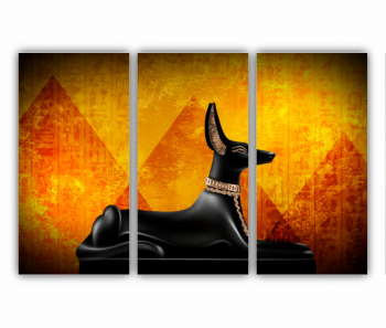 Set 3 Tablouri Multicanvas Anubis din Egiptul Antic 0611 180X120 cm 