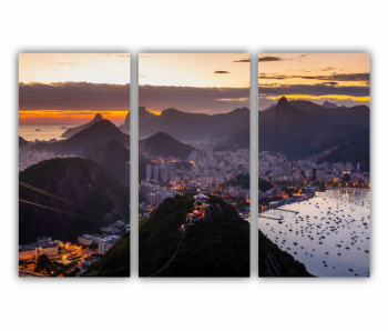 Set 3 Tablouri Multicanvas Apus in Rio de Janeiro 0437 180X120 cm 