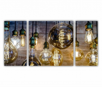 Set 3 Tablouri Multicanvas Becuri de iluminat vintage 0425 120X60 cm 