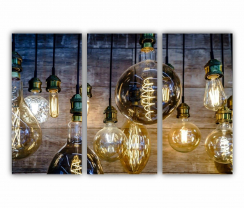 Set 3 Tablouri Multicanvas Becuri de iluminat vintage 0425 180X120 cm 
