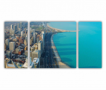 Set 3 Tablouri Multicanvas Chicago City 0464 120X60 cm 