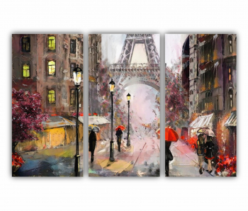 Set 3 Tablouri Multicanvas Eiffel Tower 0424 180X120 cm 