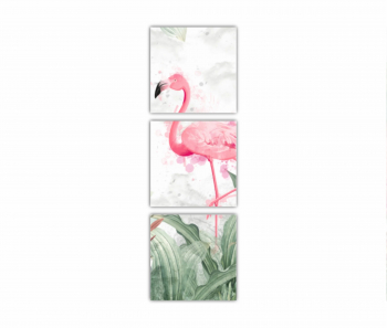 Set 3 Tablouri Multicanvas Flamingo roz 0399 40X120 cm 