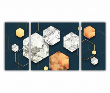 Set 3 Tablouri Multicanvas Geometric colorat - Arta moderna si digitala 2 0765 120X60 cm 