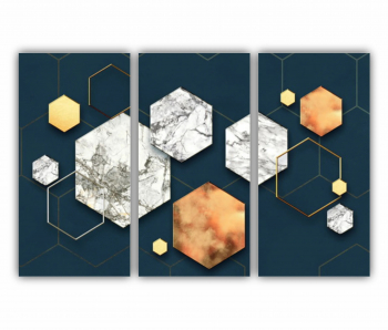 Set 3 Tablouri Multicanvas Geometric colorat - Arta moderna si digitala 2 0765 180X120 cm 