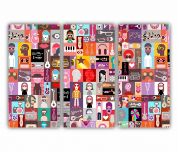 Set 3 Tablouri Multicanvas ilustratie vector 14 0218 180X120 cm 