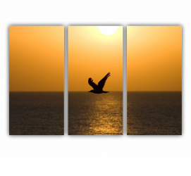 Set 3 Tablouri Multicanvas O silueta de pescarus 0004 180X120 cm 