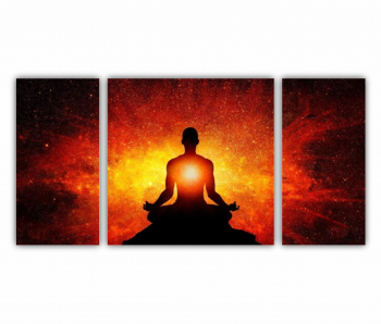 Set 3 Tablouri Multicanvas Silueta omului cu univers 0305 120X60 cm