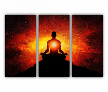 Set 3 Tablouri Multicanvas Silueta omului cu univers 0305 180X120 cm 
