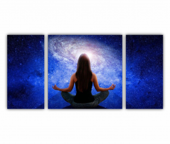 Set 3 Tablouri Multicanvas Silueta omului cu univers 0307 120X60 cm