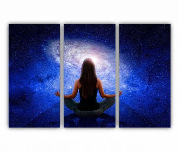 Set 3 Tablouri Multicanvas Silueta omului cu univers 0307 180X120 cm 