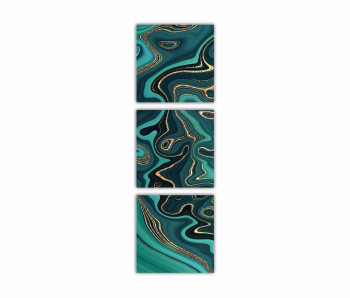 Set 3 Tablouri Multicanvas Textura creativa a marmurei incrustatie de mozaic modern verde si auriu 0825 40X120 cm 