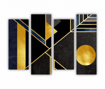 Set 4 Tablouri Multicanvas 3d illustration - Golden lines 0149 160X120 cm 