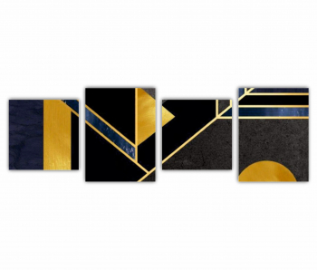 Set 4 Tablouri Multicanvas 3d illustration - Golden lines 0149 240X80 cm 