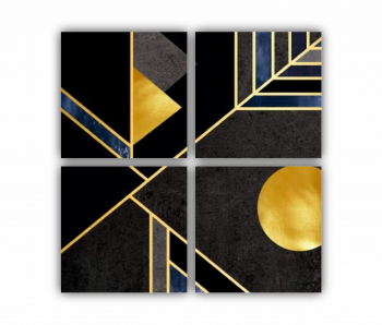 Set 4 Tablouri Multicanvas 3d illustration - Golden lines 0149 80X80 cm 