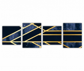 Set 4 Tablouri Multicanvas 3d illustration - Golden lines 2 0167 240X80 cm 