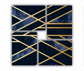 Set 4 Tablouri Multicanvas 3d illustration - Golden lines 2 0167 70X70 cm 