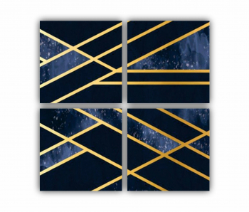 Set 4 Tablouri Multicanvas 3d illustration - Golden lines 2 0167 80X80 cm 