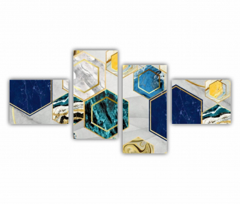 Set 4 Tablouri Multicanvas 3d illustration - Golden lines 3 0168 140X70 cm