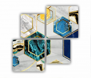 Set 4 Tablouri Multicanvas 3d illustration - Golden lines 3 0168 160X160 cm 