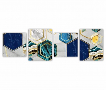 Set 4 Tablouri Multicanvas 3d illustration - Golden lines 3 0168 240X80 cm 