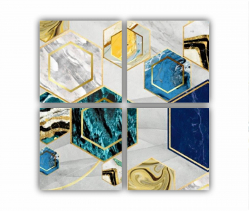 Set 4 Tablouri Multicanvas 3d illustration - Golden lines 3 0168 80X80 cm 