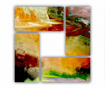 Set 4 Tablouri Multicanvas abstract colorful illustration 1 - ROBERTO SORIN 0032 120X120 cm 