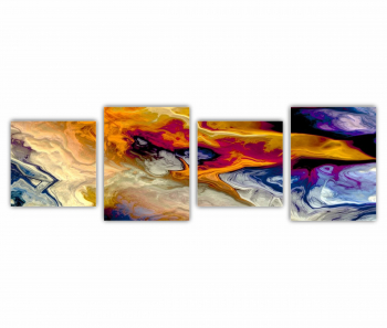 Set 4 Tablouri Multicanvas abstract colorful illustration 3 - ROBERTO SORIN 0034 240X80 cm 
