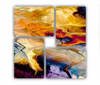 Set 4 Tablouri Multicanvas abstract colorful illustration 3 - ROBERTO SORIN 0034 70X70 cm 