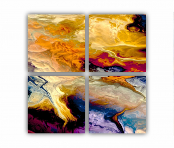 Set 4 Tablouri Multicanvas abstract colorful illustration 3 - ROBERTO SORIN 0034 80X80 cm 