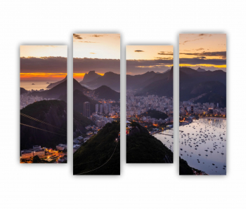 Set 4 Tablouri Multicanvas Apus in Rio de Janeiro 0437 160X120 cm 