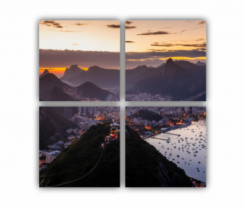 Set 4 Tablouri Multicanvas Apus in Rio de Janeiro 0437 80X80 cm 