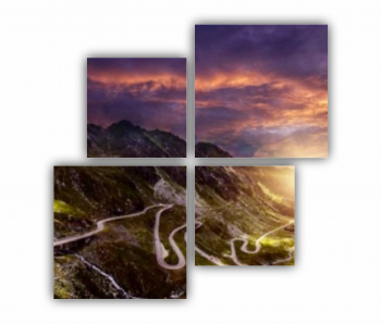 Set 4 Tablouri Multicanvas Autostrada Transfagarasan - Transfagarash - Romania 1 0678 160X160 cm 