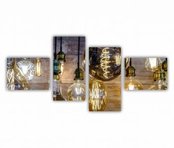 Set 4 Tablouri Multicanvas Becuri de iluminat vintage 0425 140X70 cm 