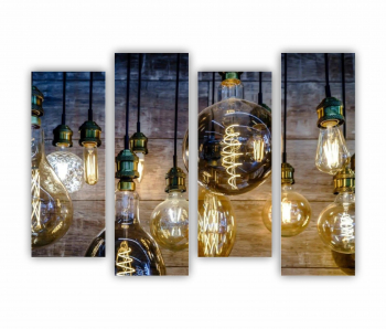 Set 4 Tablouri Multicanvas Becuri de iluminat vintage 0425 160X120 cm 