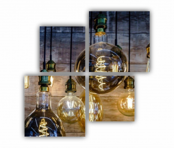 Set 4 Tablouri Multicanvas Becuri de iluminat vintage 0425 160X160 cm