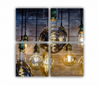 Set 4 Tablouri Multicanvas Becuri de iluminat vintage 0425 80X80 cm 