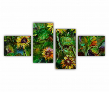 Set 4 Tablouri Multicanvas Camp de floarea soarelui 1 0071 140X70 cm 