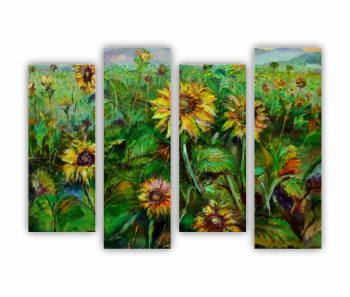 Set 4 Tablouri Multicanvas Camp de floarea soarelui 1 0071 160X120 cm 