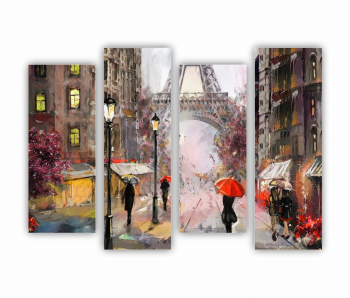 Set 4 Tablouri Multicanvas Eiffel Tower 0424 160X120 cm 