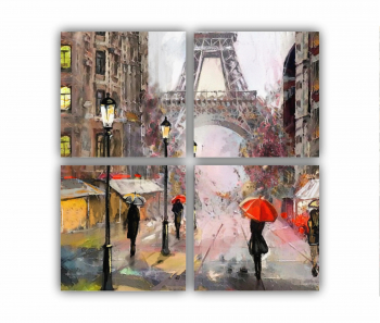Set 4 Tablouri Multicanvas Eiffel Tower 0424 80X80 cm 