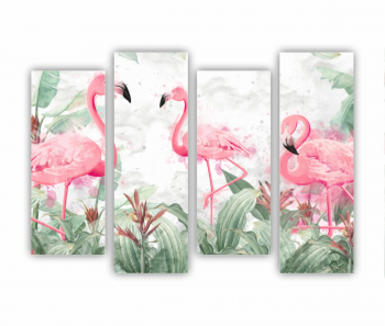 Set 4 Tablouri Multicanvas Flamingo roz 0399 160X120 cm 