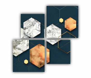 Set 4 Tablouri Multicanvas Geometric colorat - Arta moderna si digitala 2 0765 160X160 cm 